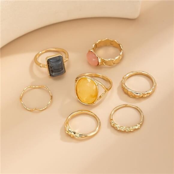 Chunky Gold Rings Set - Picture 5 of 7